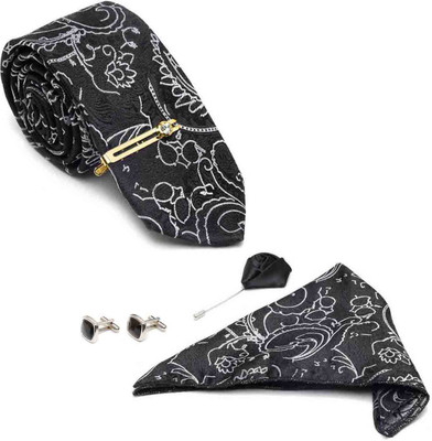 LOUIS STITCH Silk Tie & Cufflink(Black)