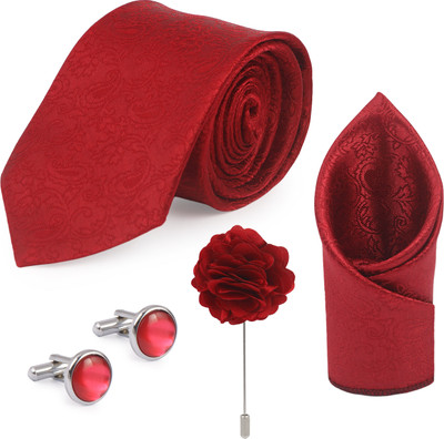 NEUROCLUB Silk Cufflink & Tie Pin Set(Maroon)