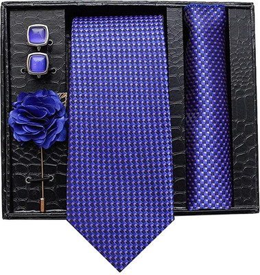 AXLON Silk Cufflink & Tie Pin Set(Blue)