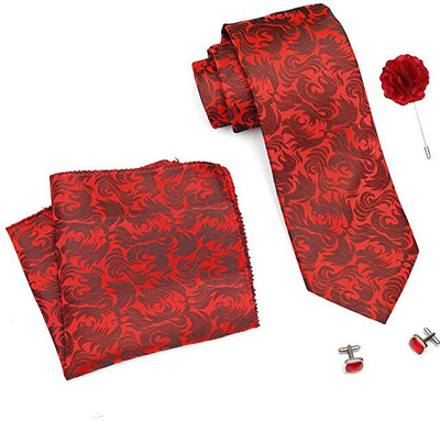 AXLON Silk Cufflink & Tie Pin Set(Maroon)