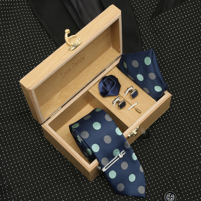 LOUIS STITCH Silk Tie & Cufflink(Blue)