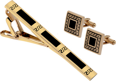 EXOTICA Fashions Brass Cufflink & Tie Pin Set(Gold)