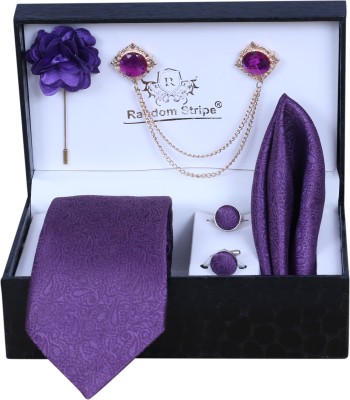 Roman Touch Satin Cufflink & Tie Pin Set(Purple)