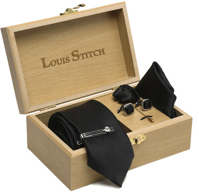 LOUIS STITCH Silk Tie & Cufflink(Black)