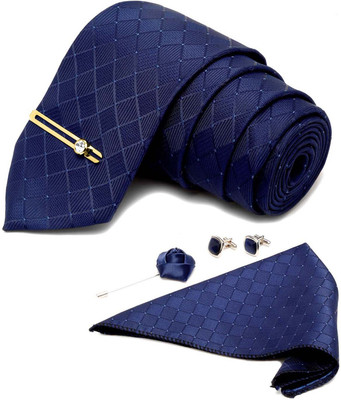LOUIS STITCH Silk Cufflink & Tie Pin Set(Turquoise)