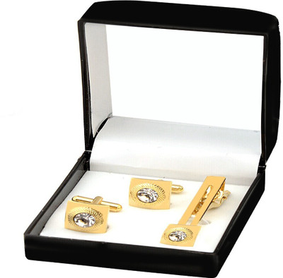 Shiv Metal Cufflink & Tie Pin Set(Gold)