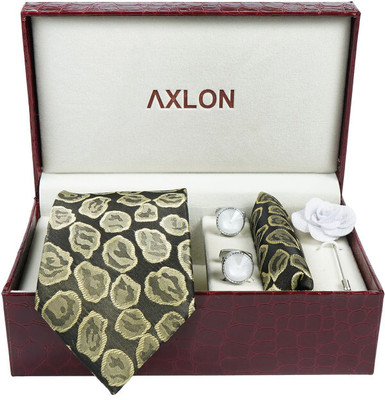 AXLON Silk Cufflink & Tie Pin Set(Gold)