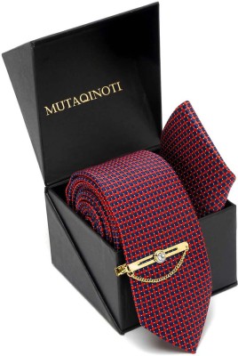 MUTAQINOTI Silk Tie Pin Set(Red)