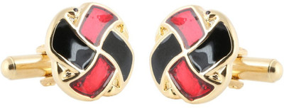 TIEPIN Brass Cufflink Set(Gold, Black, Red)