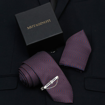 MUTAQINOTI Silk Tie Pin Set(Maroon)