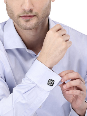 YELLOW CHIMES Stainless Steel Cufflink & Tie Pin Set(Silver, Black)