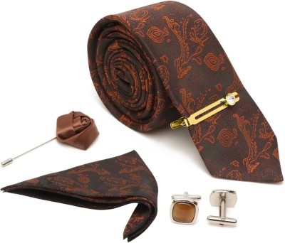 LOUIS STITCH Silk Tie Pin Set(Brown)