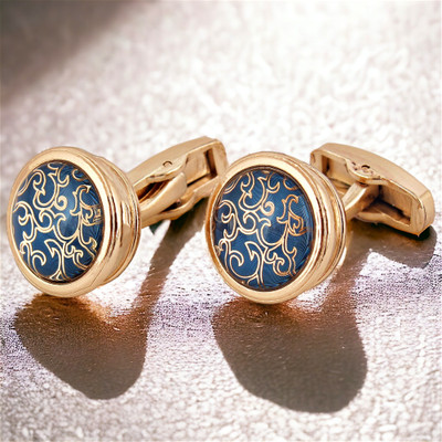 Lucky Jewellery Brass Cufflink Set(Blue)