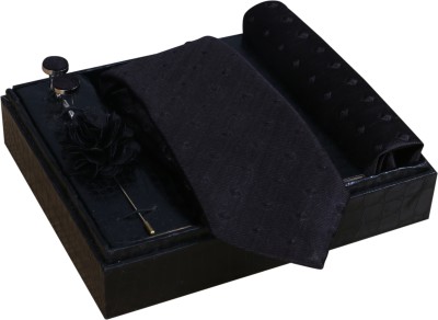 Roman Touch Silk Cufflink & Tie Pin Set(Black)