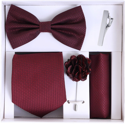 RANDOM STRIPE Satin Tie Pin Set(Maroon)