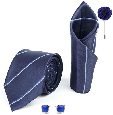 AXLON Silk Cufflink & Tie Pin Set(Blue)