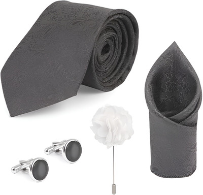 NEUROCLUB Silk Cufflink & Tie Pin Set(Grey)