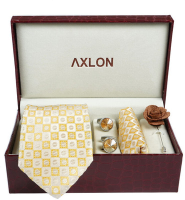 AXLON Silk Cufflink & Tie Pin Set(Beige)
