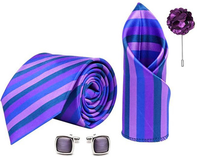 AXLON Silk Cufflink & Tie Pin Set(Purple)