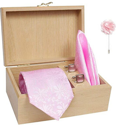 AXLON Silk Cufflink & Tie Pin Set(Pink)