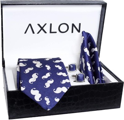 AXLON Silk Cufflink & Tie Pin Set(Blue)