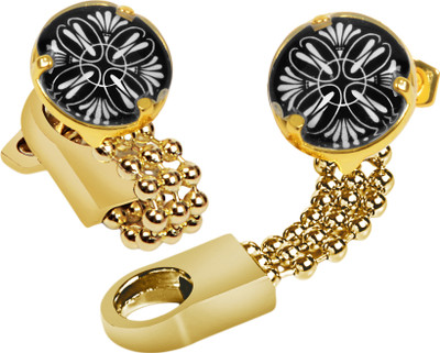 David Klein Brass Cufflink(Gold, Black)