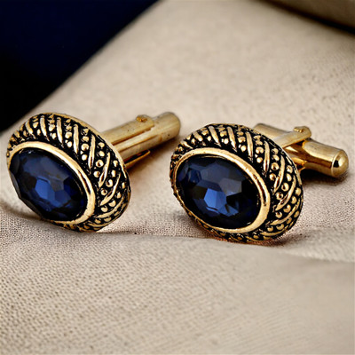 Lucky Jewellery Alloy Cufflink Set(Blue)