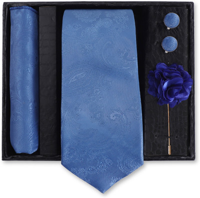 RANDOM STRIPE Silk Cufflink & Tie Pin Set(Turquoise)