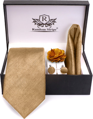 RANDOM STRIPE Satin Cufflink & Tie Pin Set(Yellow)
