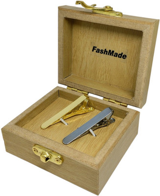 FashMade Brass Tie Pin Set(Silver, Gold)