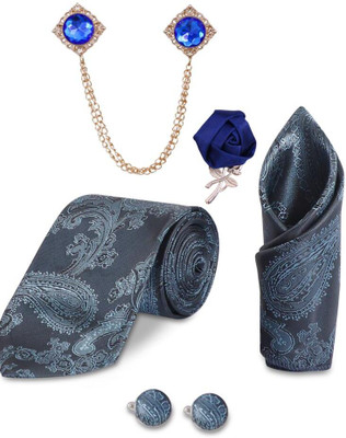 RANDOM STRIPE Satin Cufflink & Tie Pin Set(Turquoise)