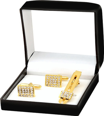 shivay Metal Cufflink & Tie Pin Set(Gold)