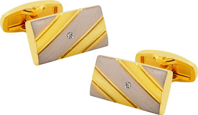 house of common Brass Cufflink & Tie Pin Set(Gold)
