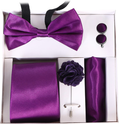 RANDOM STRIPE Satin Cufflink & Tie Pin Set(Purple)