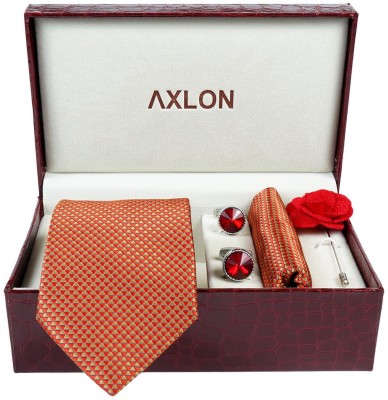 AXLON Silk Cufflink & Tie Pin Set(Brown)