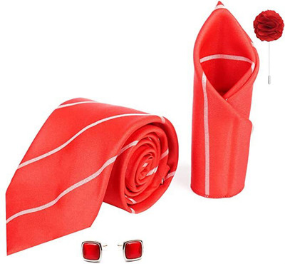 AXLON Silk Cufflink & Tie Pin Set(Red)