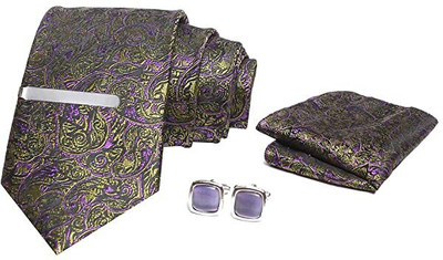 AXLON Silk Cufflink & Tie Pin Set(Multicolor)