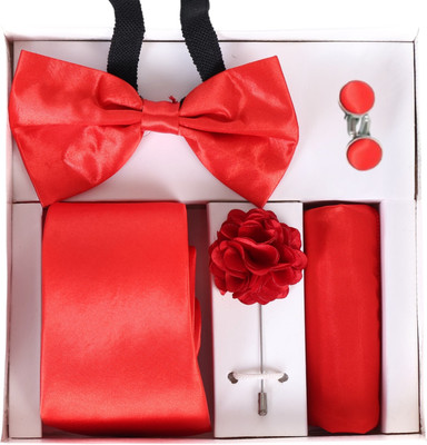 RANDOM STRIPE Satin Cufflink & Tie Pin Set(Red)