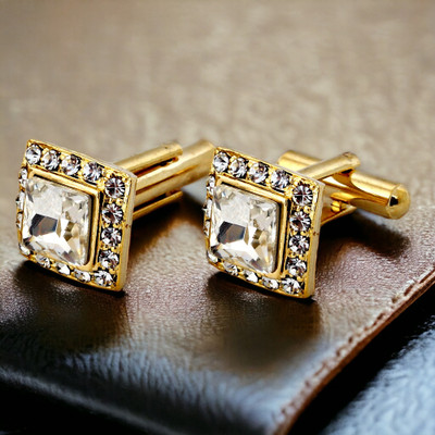 Lucky Jewellery Alloy Cufflink Set(White)