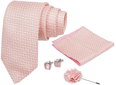 AXLON Silk Cufflink & Tie Pin Set(Pink)