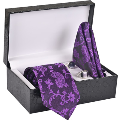 Peednam Silk Tie & Cufflink(Purple)