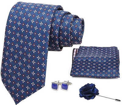 AXLON Silk Cufflink & Tie Pin Set(Blue)