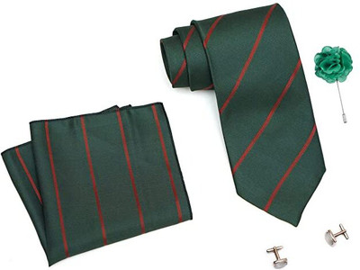 AXLON Silk Cufflink & Tie Pin Set(Green)