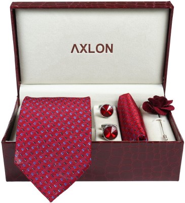 AXLON Silk Cufflink & Tie Pin Set(Red)