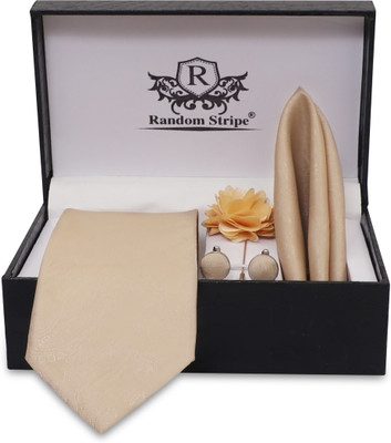 RANDOM STRIPE Silk Cufflink & Tie Pin Set(Gold)
