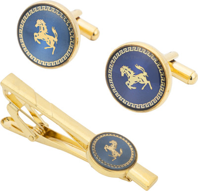 To The Nines Alloy Cufflink & Tie Pin Set(Blue)