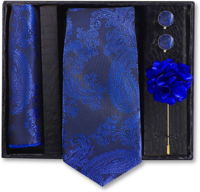 RANDOM STRIPE Silk Cufflink & Tie Pin Set(Blue)