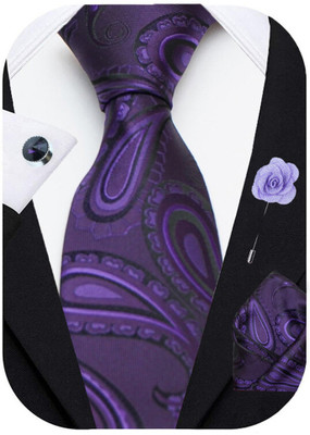 AXLON Silk Cufflink & Tie Pin Set(Purple)