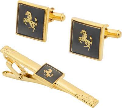 To The Nines Alloy Cufflink & Tie Pin Set(Gold)