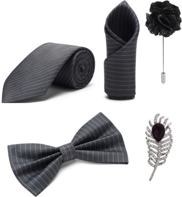 RANDOM STRIPE Alloy Cufflink & Tie Pin Set(Grey)